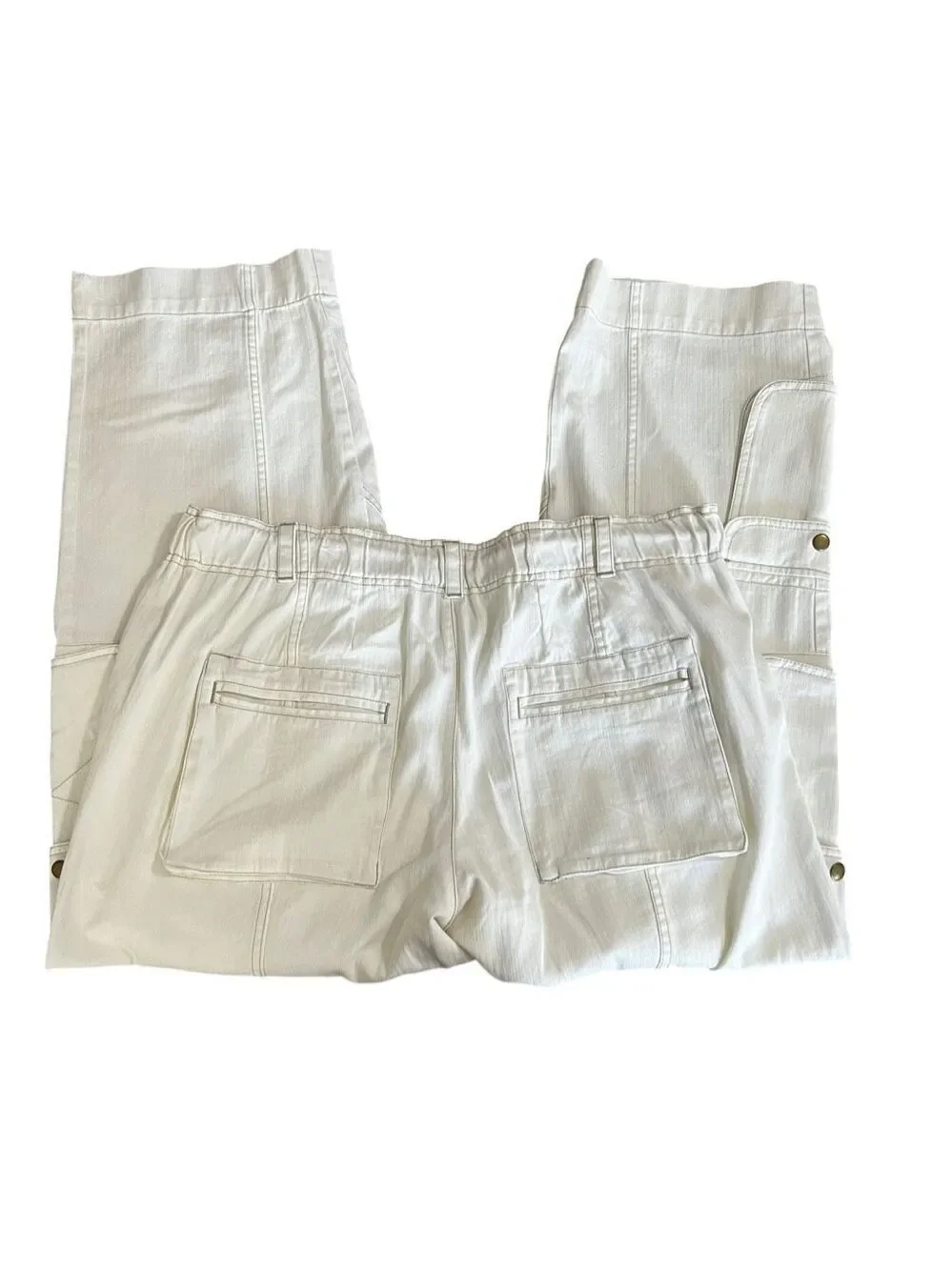Free People We The Free Tahiti Cargo Pants Tofu Ivory XL Low Rise Utility